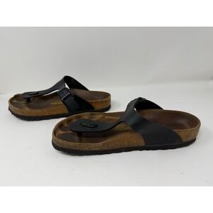 Birkenstock Gizeh Black Birko-Flor Thong Sandals Womens Sz 38